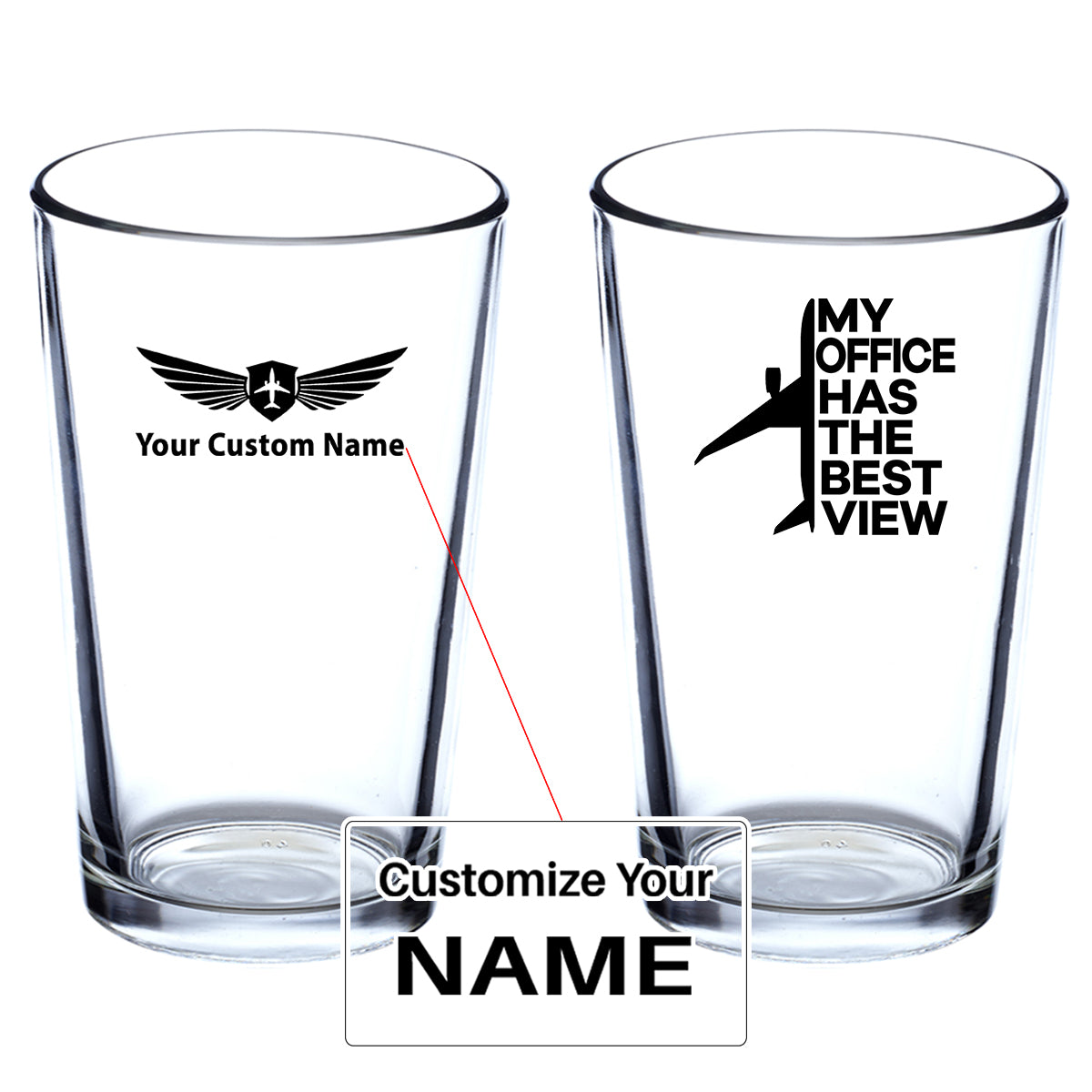 My Office Has The Best View Designed Beer & Water Glasses