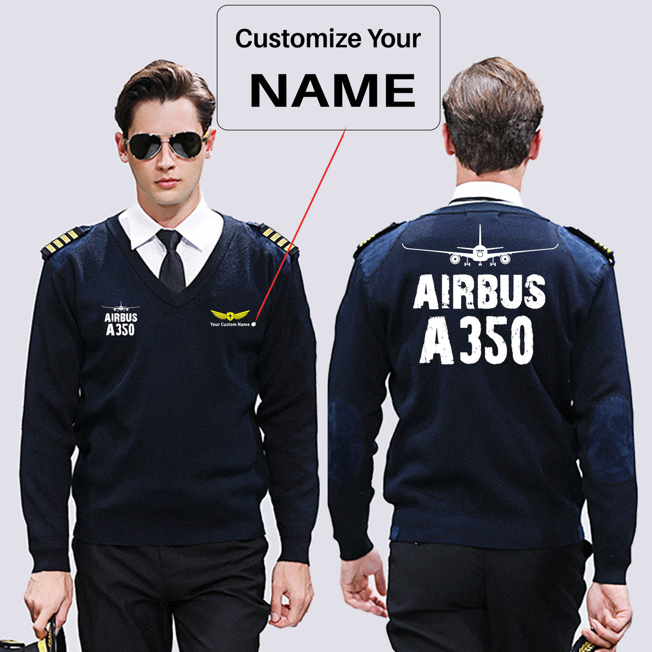 Airbus A350 & Plane Designed Wool Pilot Sweaters