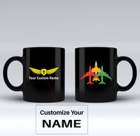 Thumbnail for Colourful 3 Airplanes Designed Black Mugs