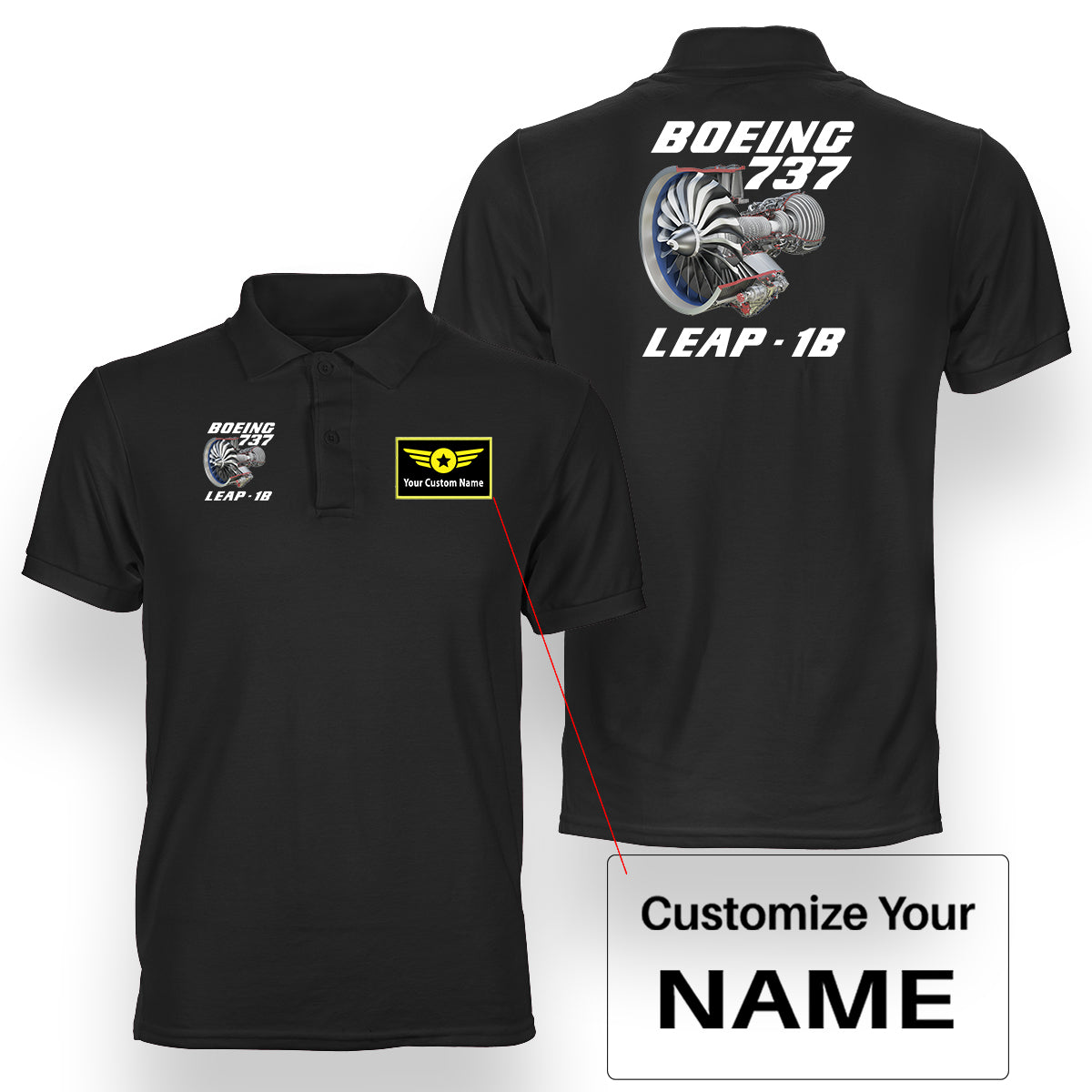 Boeing 737 & Leap 1B Designed Double Side Polo T-Shirts