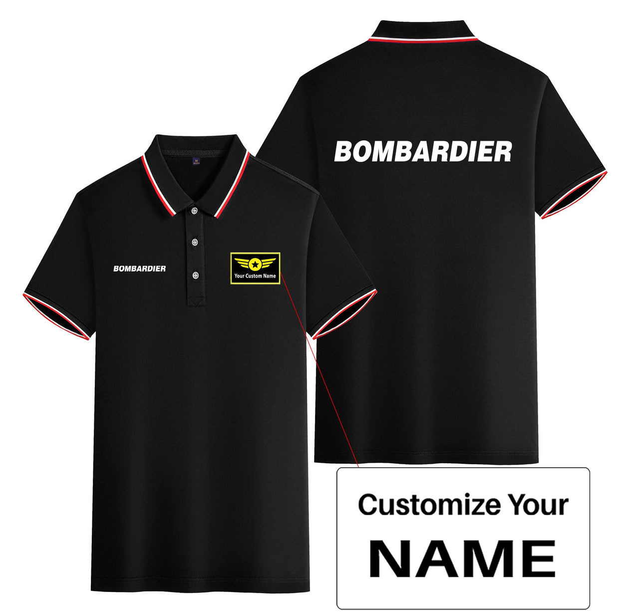 Bombardier & Text Designed Stylish Polo T-Shirts (Double-Side)