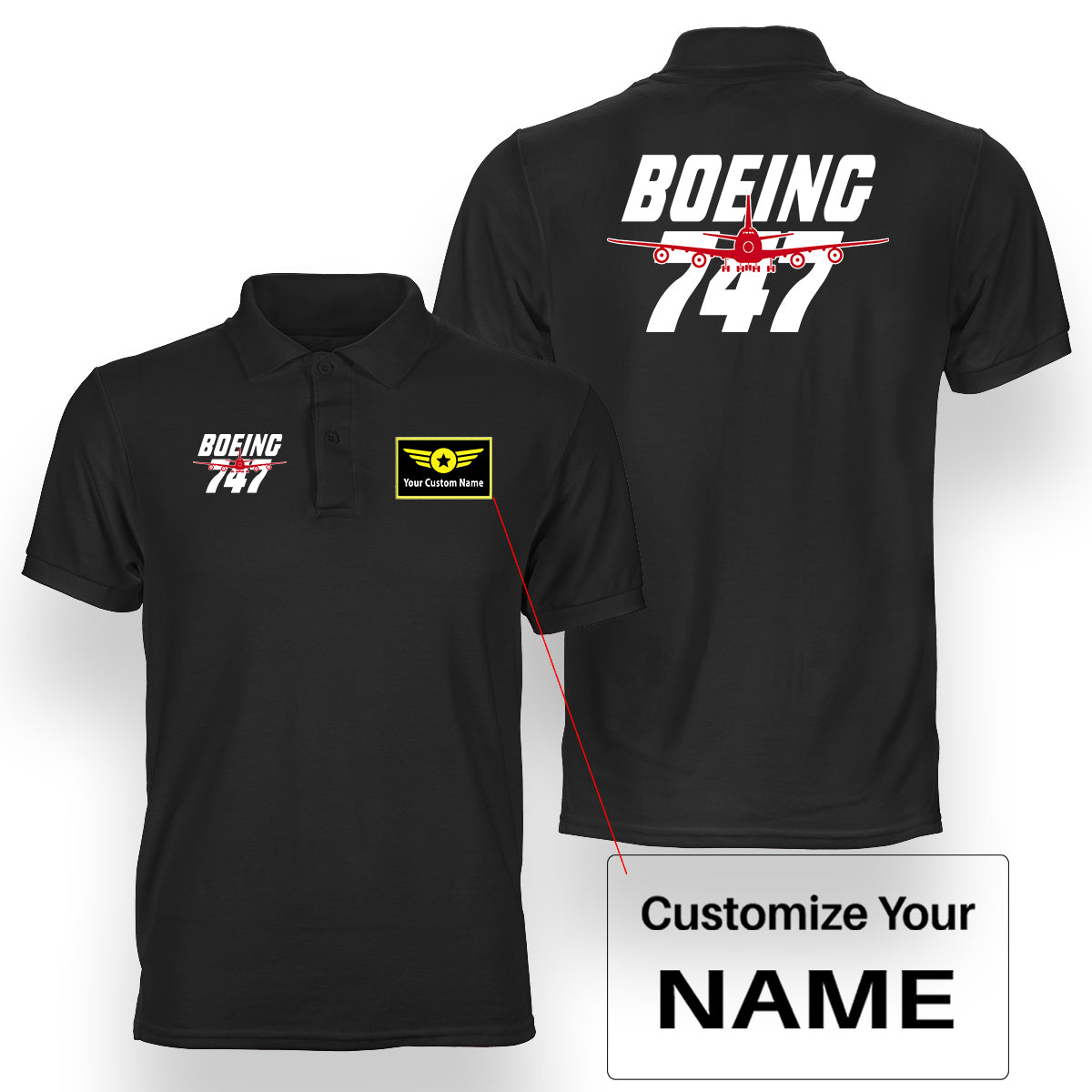 Amazing Boeing 747 Designed Double Side Polo T-Shirts