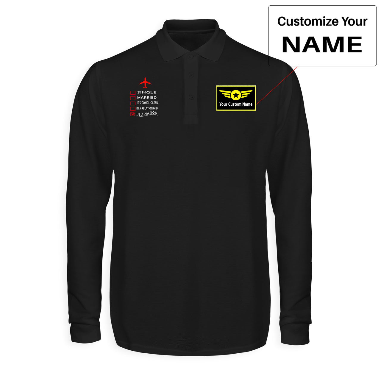 In Aviation Designed Long Sleeve Polo T-Shirts