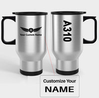 Thumbnail for A310 Text Designed Travel Mugs (With Holder)