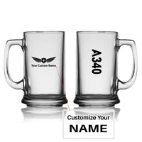 Thumbnail for A340 Text Designed Beer Glass with Holder