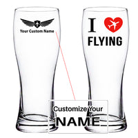 Thumbnail for I Love Flying Designed Pilsner Beer Glasses