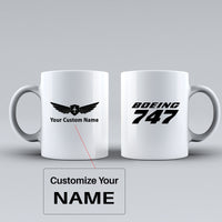 Thumbnail for Boeing 747 & Text Designed Ceramic White Mugs