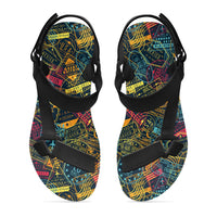 Thumbnail for Dark Coloured Passport Stamps Designed Open Toe Sandals (Slippers)