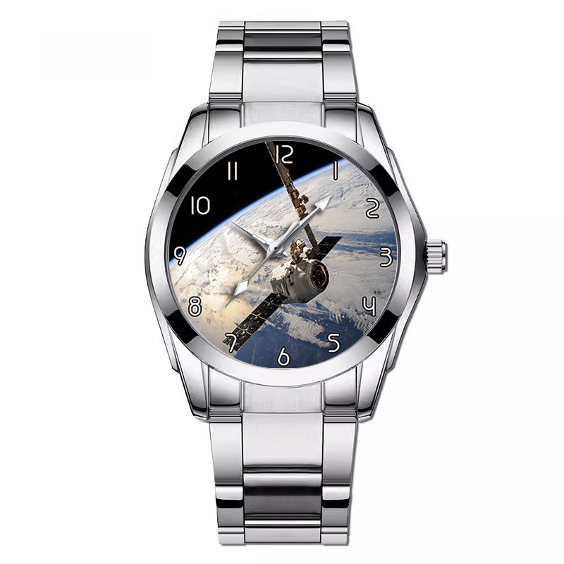 World View from Space Designed Stainless Steel Band Watches