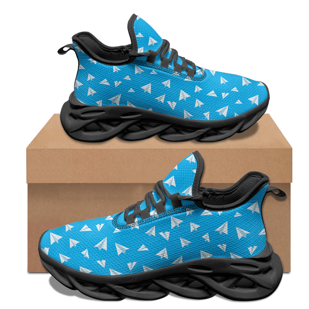 Paper Airplanes (Blue) Designed Sports Running Jogging Shoes