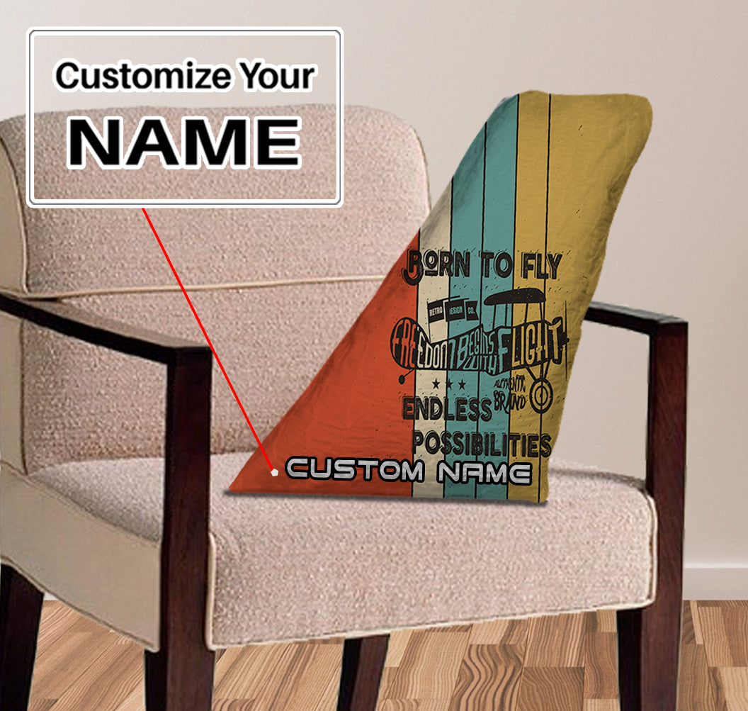 Colourful Born To Fly Designed Aircraft Tail Pillows