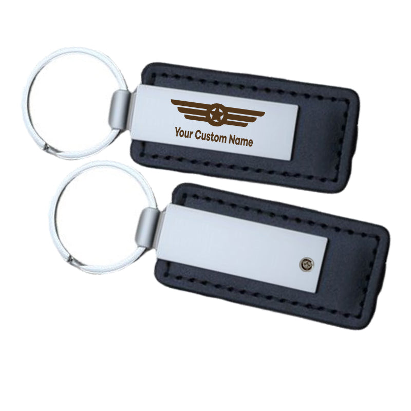 Custom Name (Badge 6) Faux Leather Key Chains