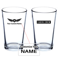 Thumbnail for Cabin Crew Text Designed Beer & Water Glasses