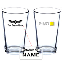 Thumbnail for Pilot & Stripes (4 Lines) Designed Beer & Water Glasses