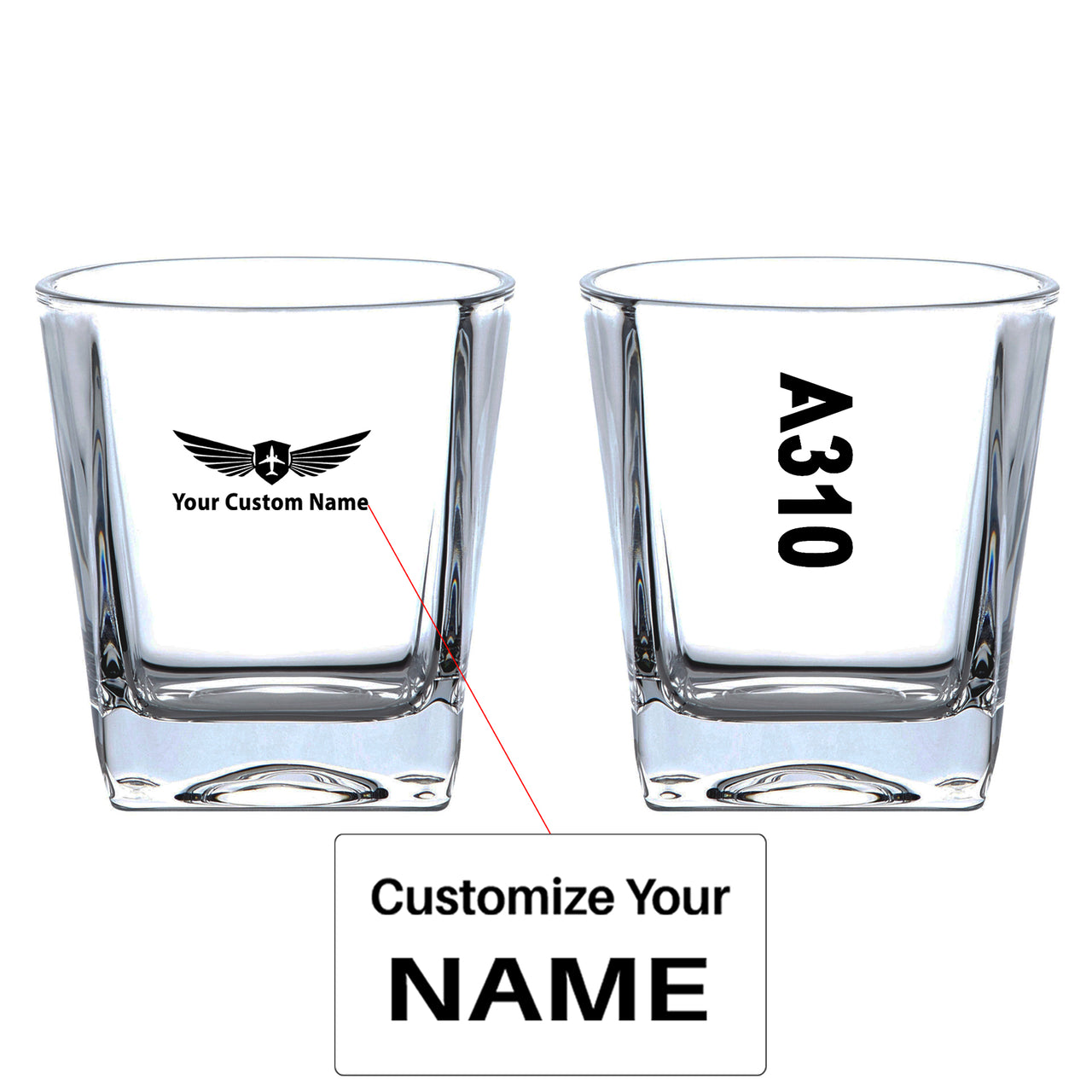 A310 Text Designed Whiskey Glass