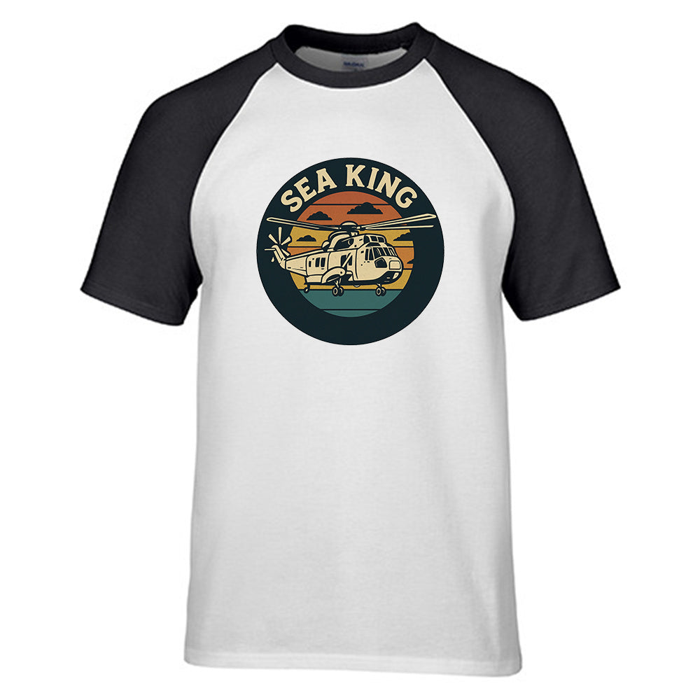 Sea King Helicopter Designed Raglan T-Shirts