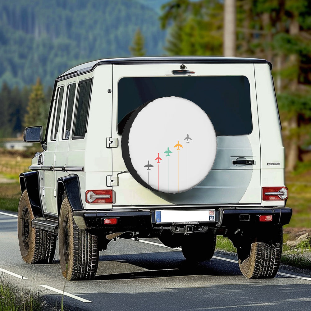 Black & White Super Travel Icons Light Gray 2 Designed Tire Cover Cases