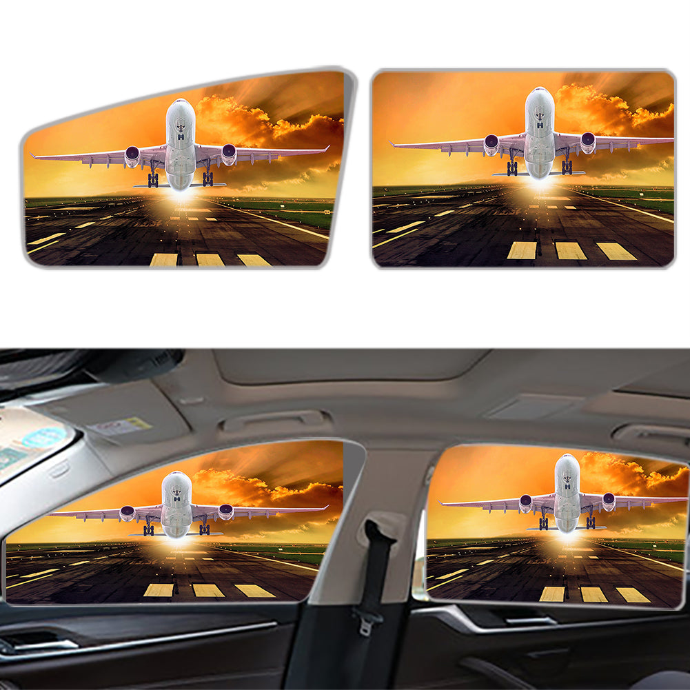 Amazing Departing Aircraft Sunset & Clouds Behind Designed Car Sun Shade (Side window)