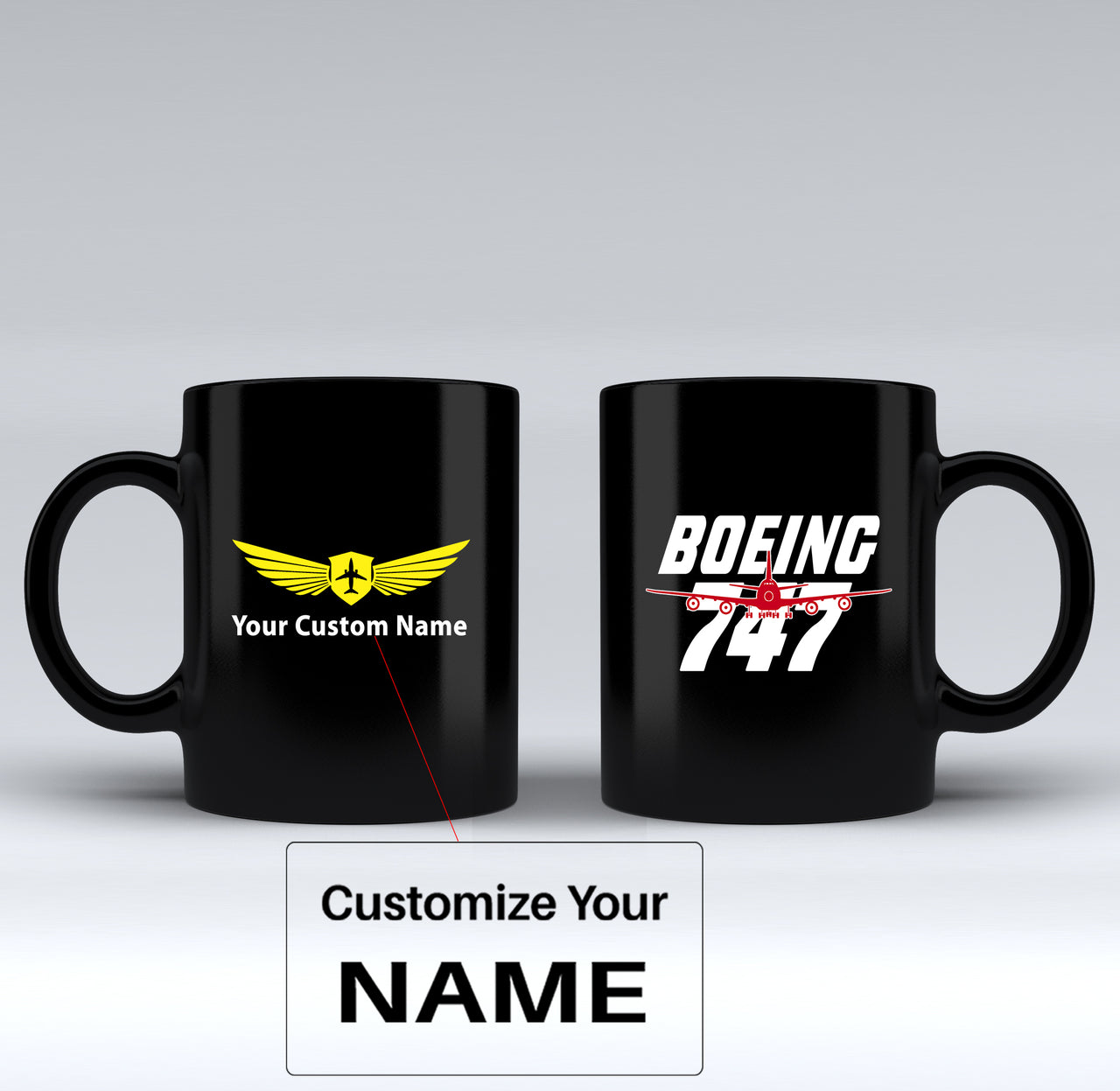 Amazing Boeing 747 Designed Black Mugs