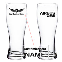 Thumbnail for Airbus A350 & Text Designed Pilsner Beer Glasses