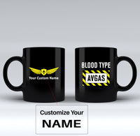 Thumbnail for Blood Type AVGAS Designed Black Mugs