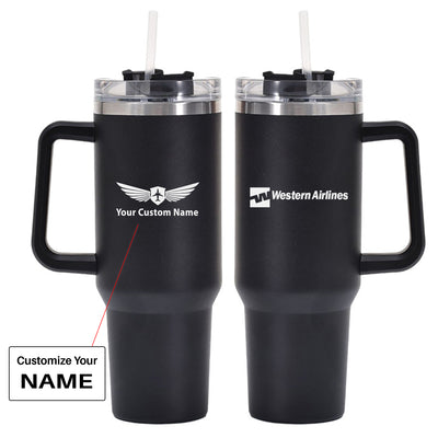 Western Airlines 40oz Stainless Steel Car Mug With Holder