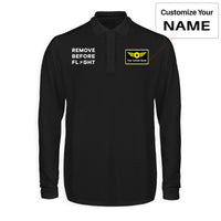 Thumbnail for Remove Before Flight Designed Long Sleeve Polo T-Shirts