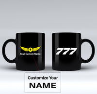 Thumbnail for 777 Flat Text Designed Black Mugs