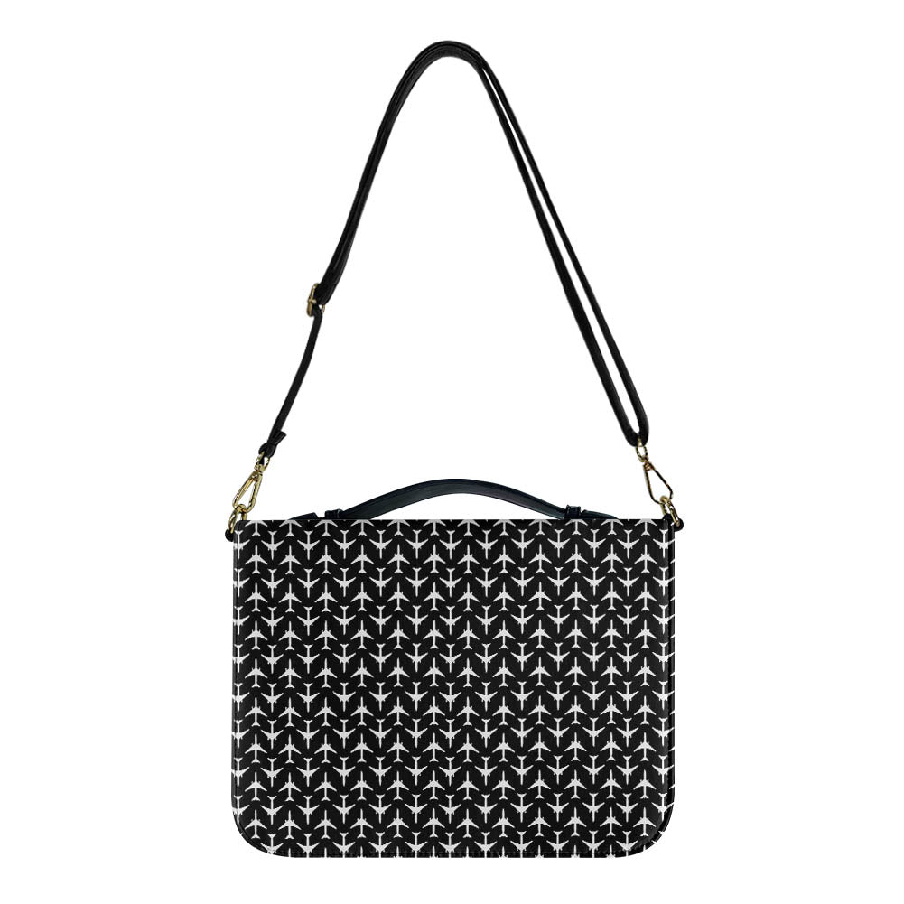 Perfectly Sized Seamless Airplanes Black Designed PU Accessories Bags Strap Style