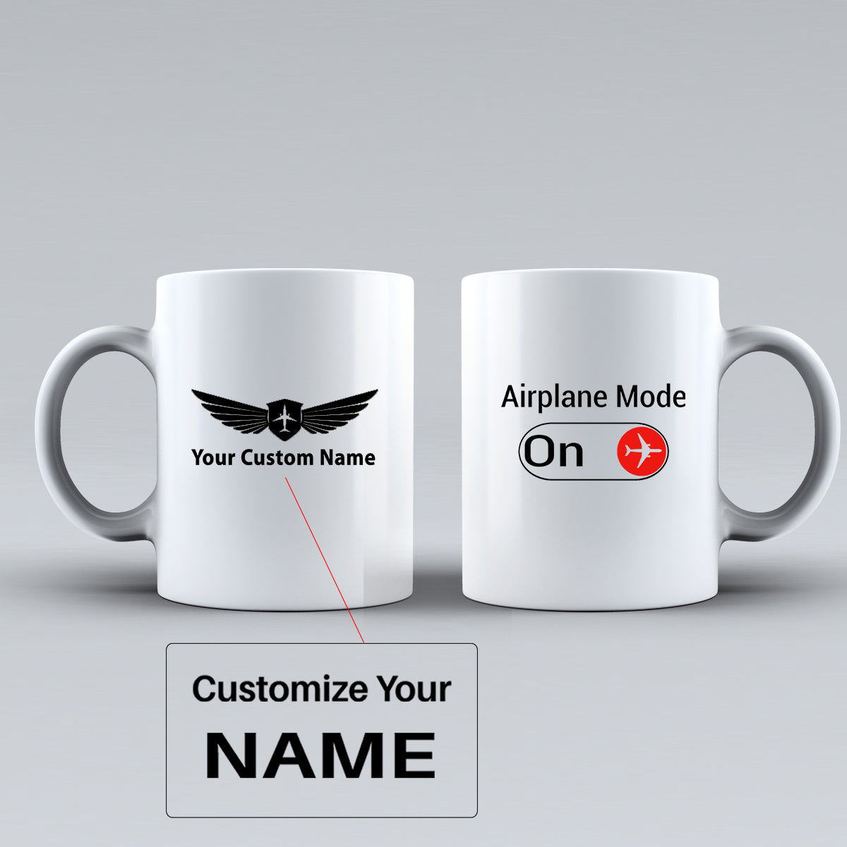 Airplane Mode On Designed Ceramic White Mugs