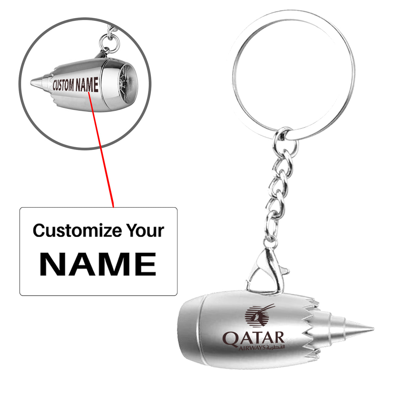 Qatar Airways Airlines Jet Engine Turbine Key Chains