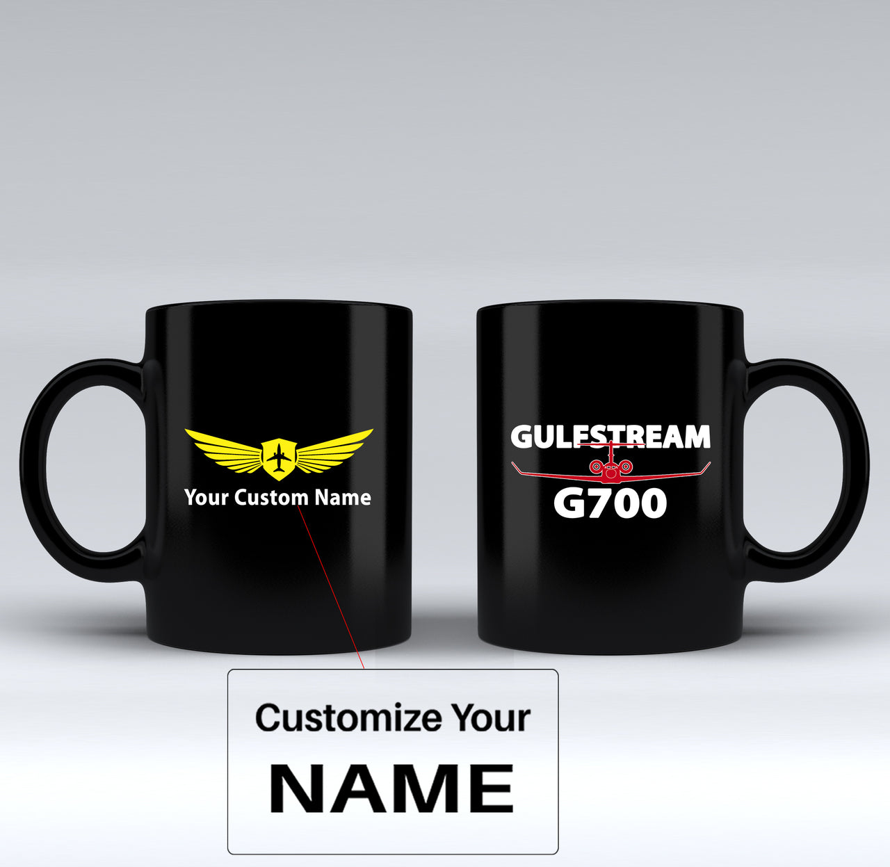 Amazing Gulfstream G700 Designed Black Mugs
