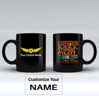 Thumbnail for Student Pilot Label Designed Black Mugs
