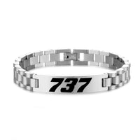 Thumbnail for 737 Flat Text Designed Stainless Steel Chain Bracelets