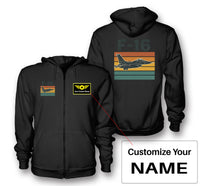 Thumbnail for Retro Fighter Jet F16 Designed Zipped Hoodies
