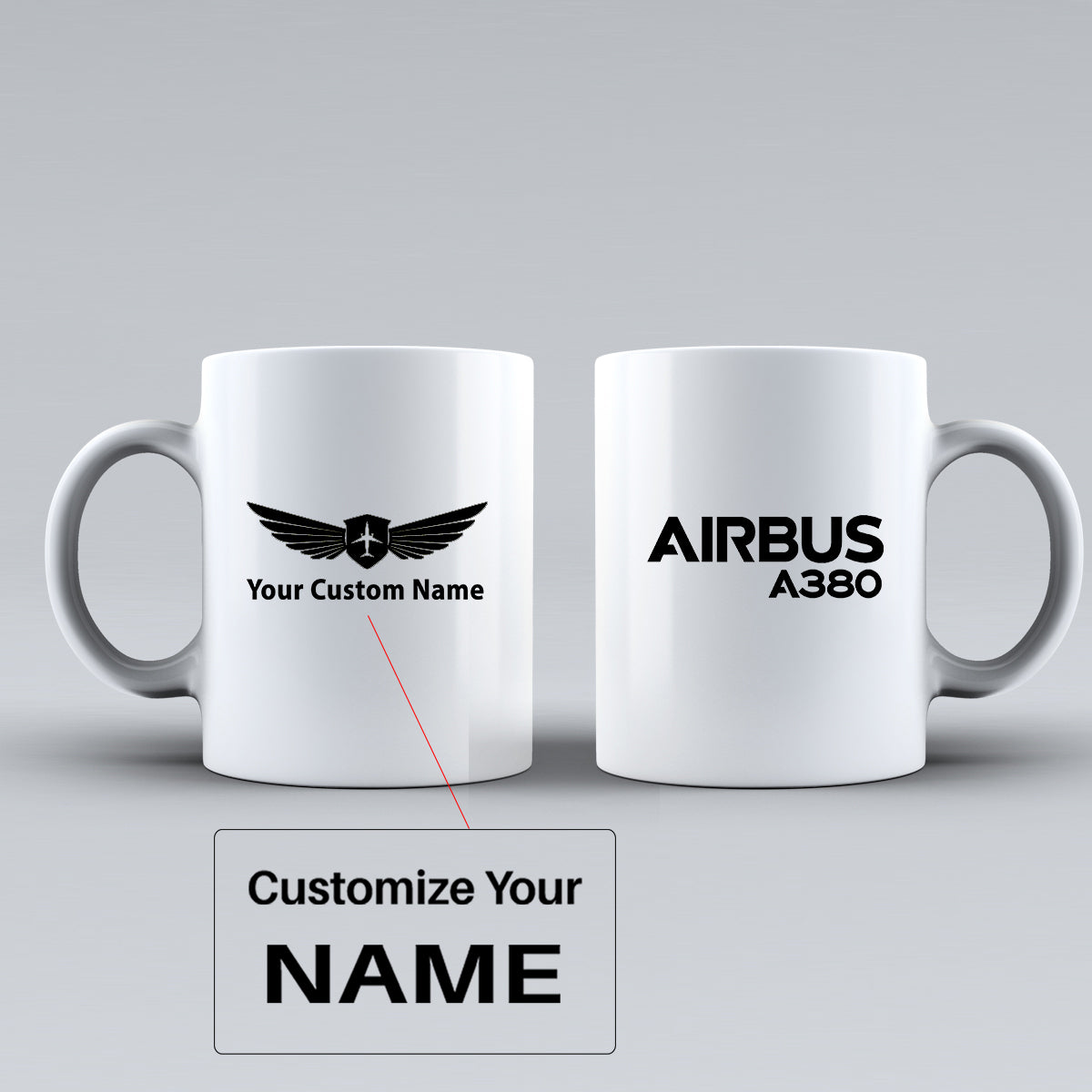 Airbus A380 & Text Designed Ceramic White Mugs