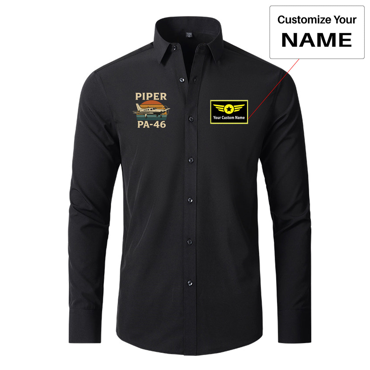 Retro Piper PA-46 Designed Long Sleeve Shirts