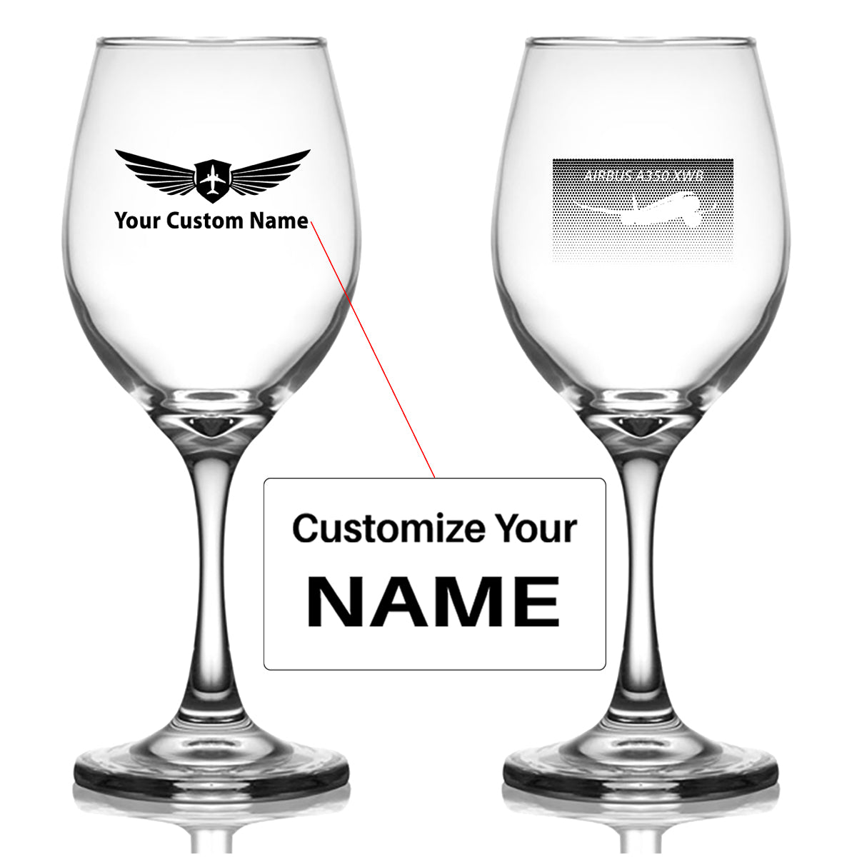 Airbus A350XWB & Dots Designed Wine Glasses