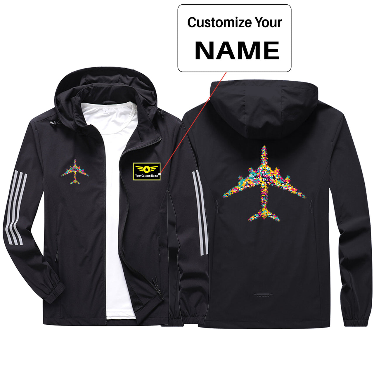 Colourful Airplane Sport & Running Jackets