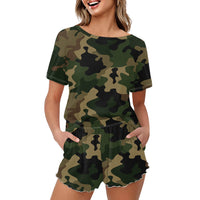 Thumbnail for Military Camouflage Army Green Designed Women Summer Home Suits