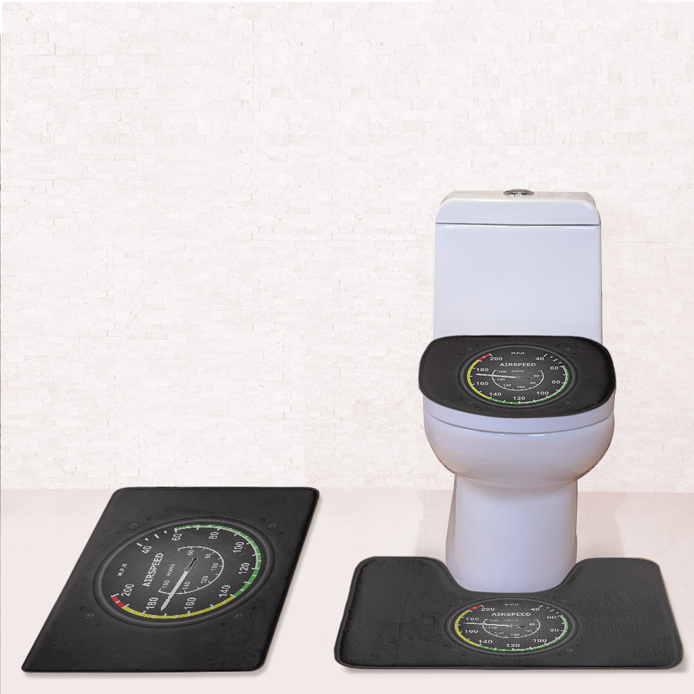 Airplane Instruments-Airspeed Designed Toilet Seat Cover Three-piece Set