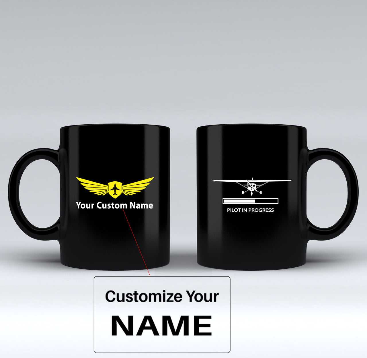 Pilot In Progress (Cessna) Designed Black Mugs