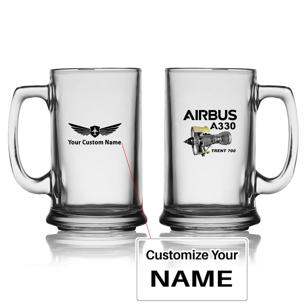 Airbus A330 & Trent 700 Engine Designed Beer Glass with Holder