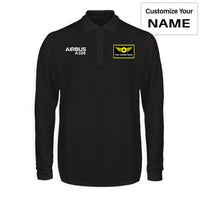 Thumbnail for Airbus A320 & Text Designed Long Sleeve Polo T-Shirts