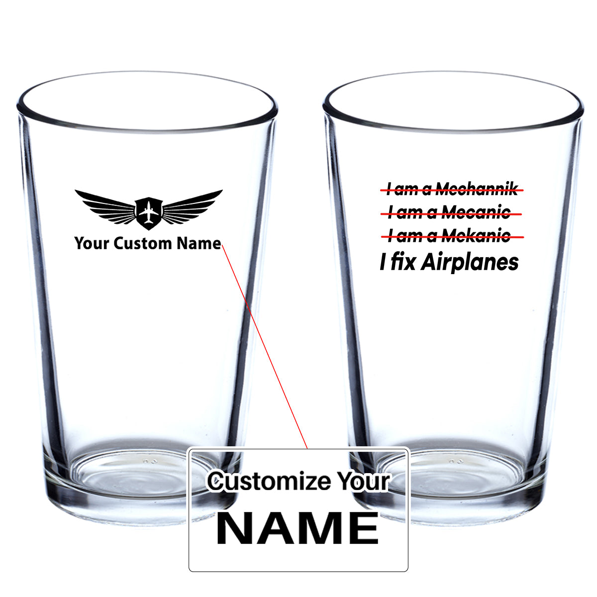 I Fix Airplanes Designed Beer & Water Glasses