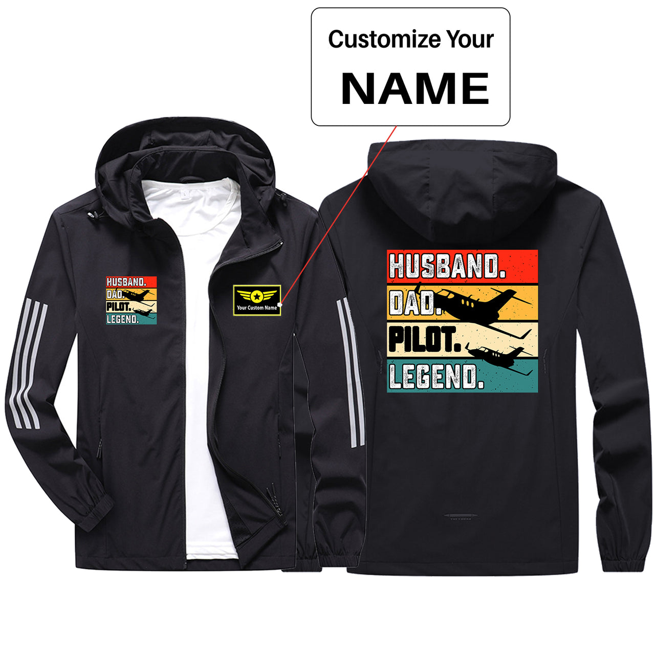 Husband & Dad & Pilot & Legend Sport & Running Jackets
