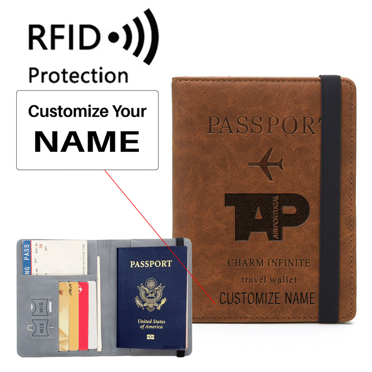 TAP Portugal Airlines Designed Passport Cover Travel Wallet Passport Holder