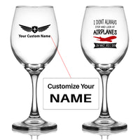 Thumbnail for I Don't Always Stop and Look at Airplanes Designed Wine Glasses