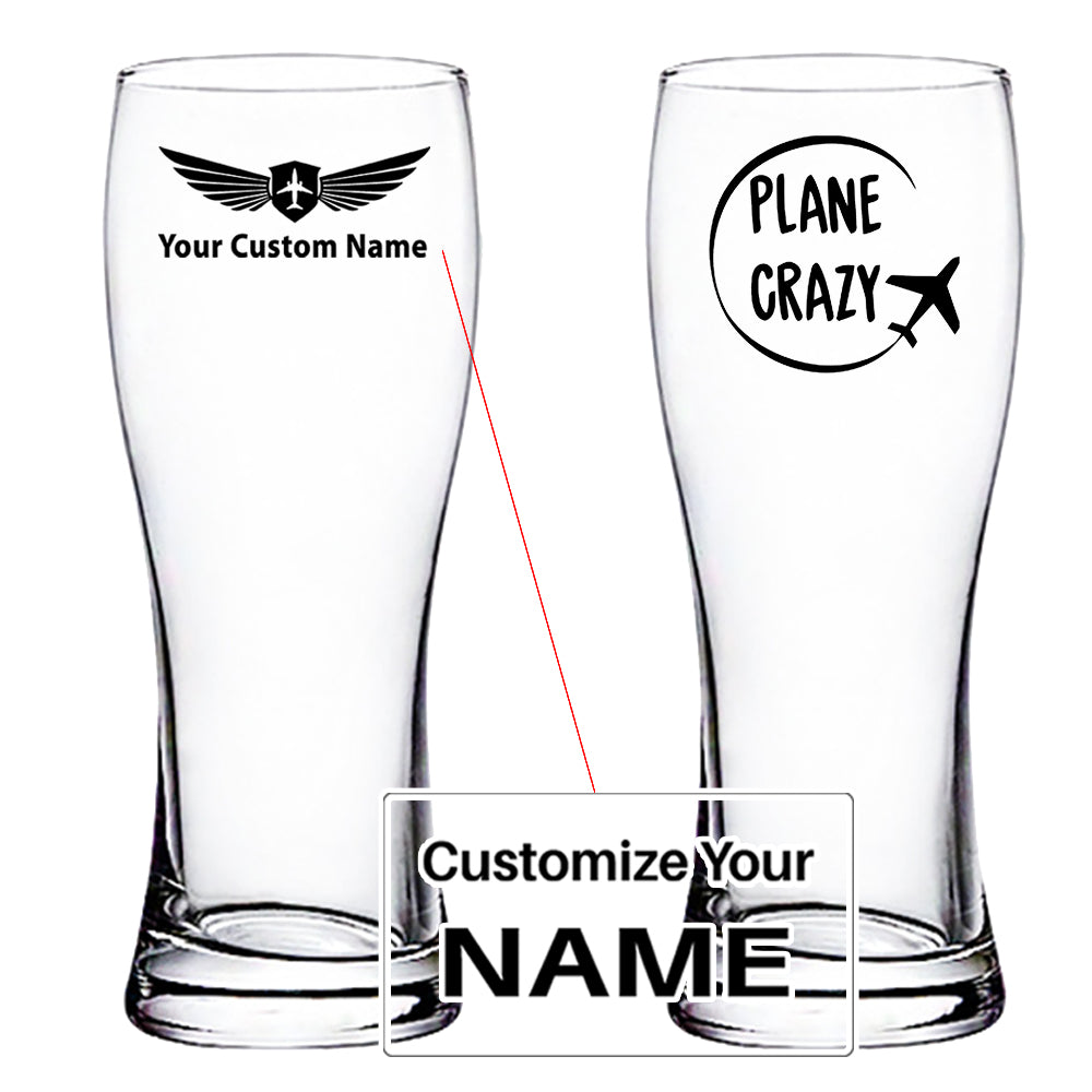 Plane Crazy Designed Pilsner Beer Glasses