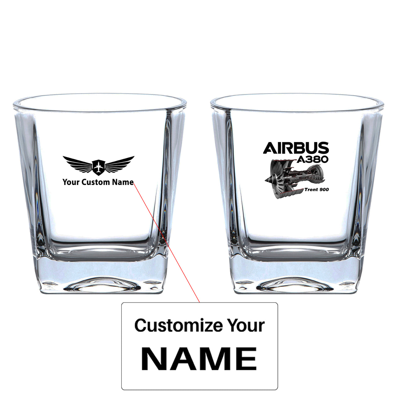 Airbus A380 & Trent 900 Engine Designed Whiskey Glass